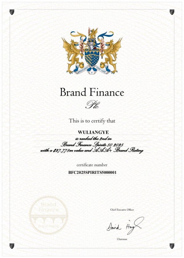 东莞股票配资平台 五粮液再度入选Brand Finance2025年全球最具价值烈酒品牌50强 品牌强度指数连续九年增长